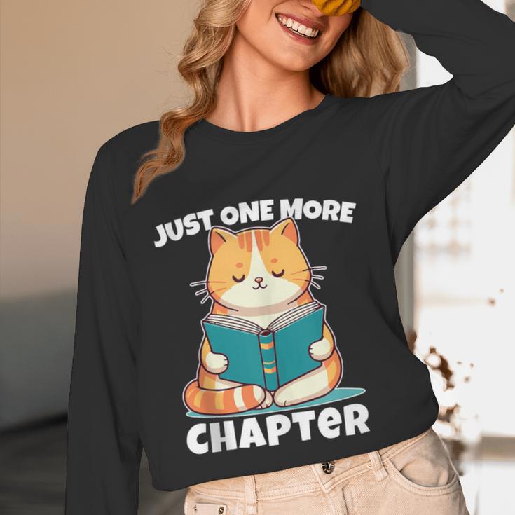 Cat Reading Books Bookworm Read One More Chapter Unisex Long Sleeve T-Shirt