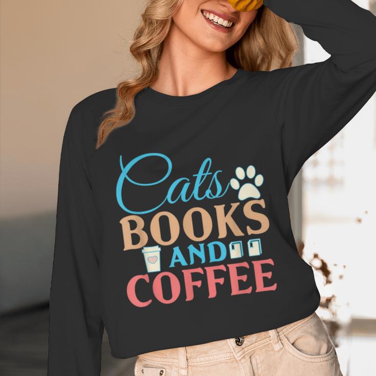Cats Books And Coffee Unisex Long Sleeve T-Shirt