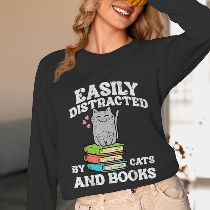 Cats And Books Read Reading Librarian Book Across America Unisex Long Sleeve T-Shirt