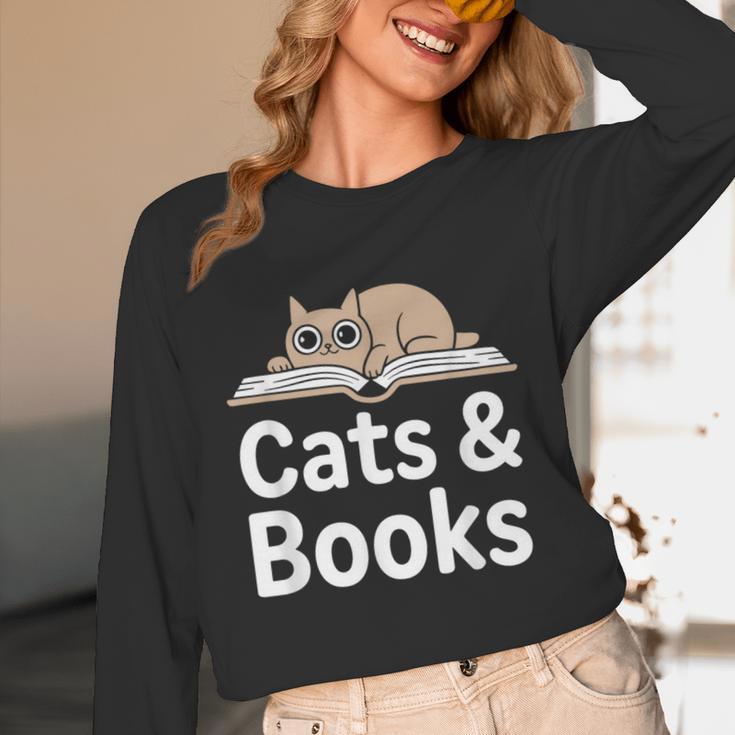 Cats And Books Unisex Long Sleeve T-Shirt