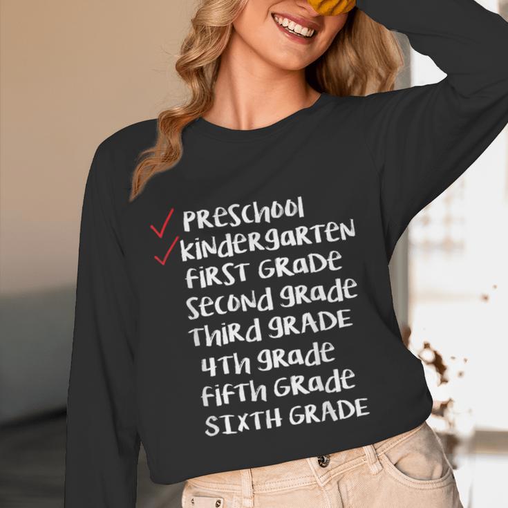 Checklist Kindergarten Class Of 2030 Shirt Graduation Unisex Long Sleeve T-Shirt