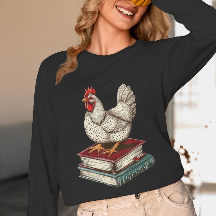 Chicken Books Back To School First Day Of School Boys Girls Unisex Long Sleeve T-Shirt
