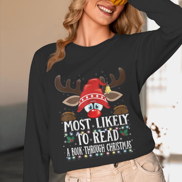 Christmas Matching Most Likely To Read A Book PJS Unisex Long Sleeve T-Shirt