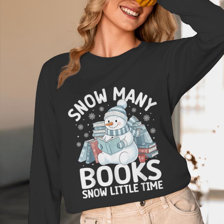 Christmas Reading Snowman So Many Books Men Women Kids Unisex Long Sleeve T-Shirt