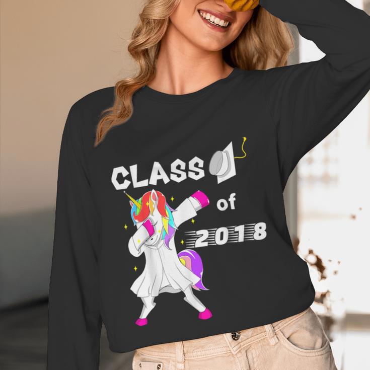 Class Of 2018 Graduation Him Her Unicorn Dabbing Shirt Unisex Long Sleeve T-Shirt