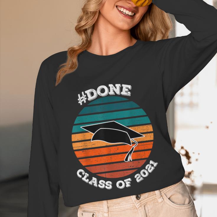 Class Of 2021 Done Senior Graduation Retro Sunset Unisex Long Sleeve T-Shirt