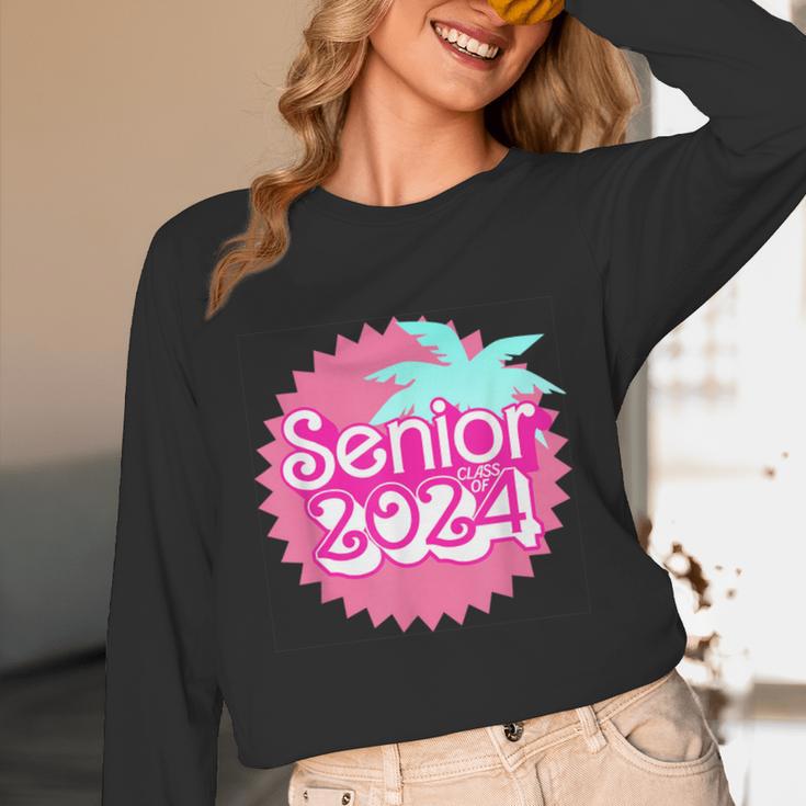 Class Of 2024 Senior Pink Retro Classic Girl Grad Graduation Unisex Long Sleeve T-Shirt