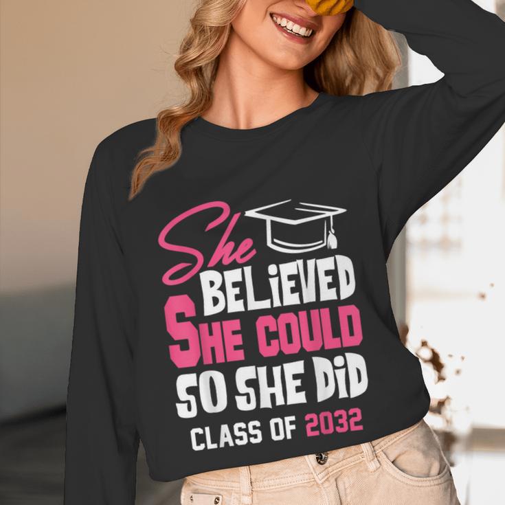 Class Of 2032 She Believed She Could Kids Graduation T-Shirt Unisex Long Sleeve T-Shirt