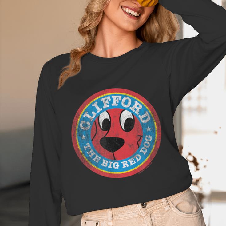 Clifford The Big Red Dog Round Distressed Logo Kids Books Unisex Long Sleeve T-Shirt