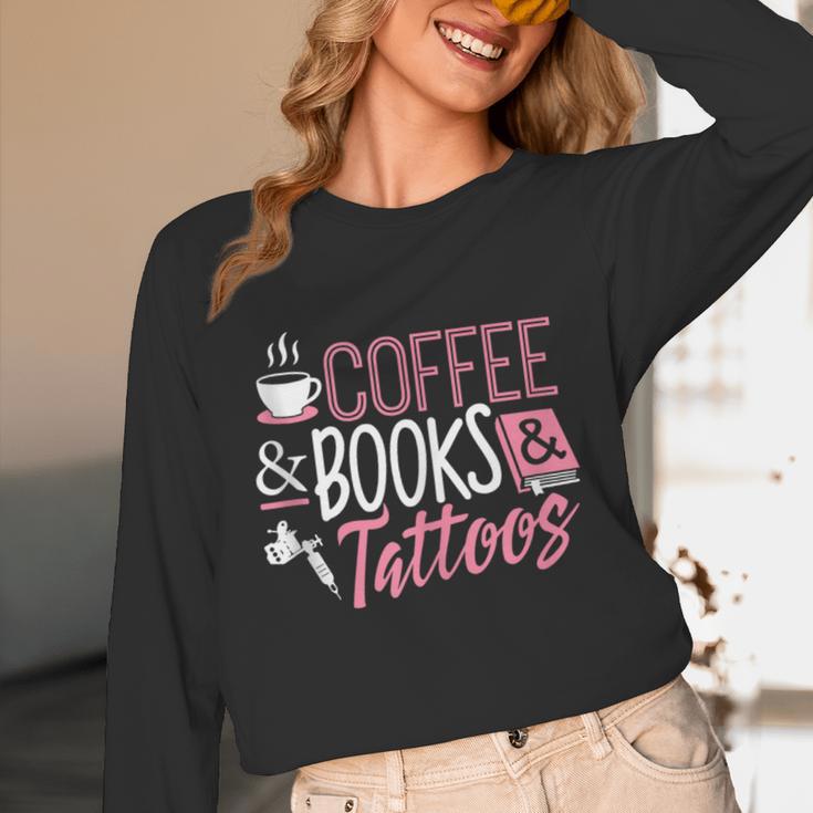 Coffee Lover Shirt Coffee And Books And Tattoos Men Women Unisex Long Sleeve T-Shirt
