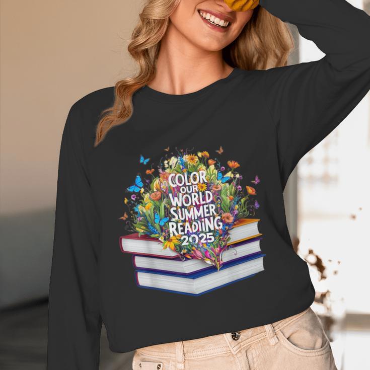 Color Our World Summer Reading 2025 Cute Book Wildflowers Unisex Long Sleeve T-Shirt