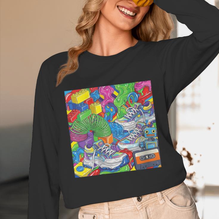 Colorful Kidcore 90s Nostalgia Meme Sneakers Robot Toy Slime Unisex Long Sleeve T-Shirt Colorful Kidcore 90s Nostalgia Meme Sneakers Robot Toy Slime Unisex Long Sleeve T-Shirt