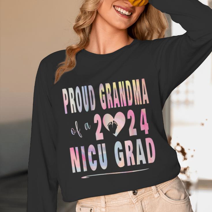 Colorful Proud Grandma 2024 NICU Graduate Baby Graduation Unisex Long Sleeve T-Shirt