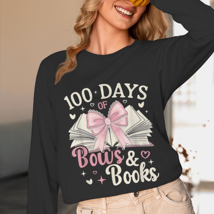 Coquette 100 Days Of Bows Books Reading 100th Day Of School Unisex Long Sleeve T-Shirt