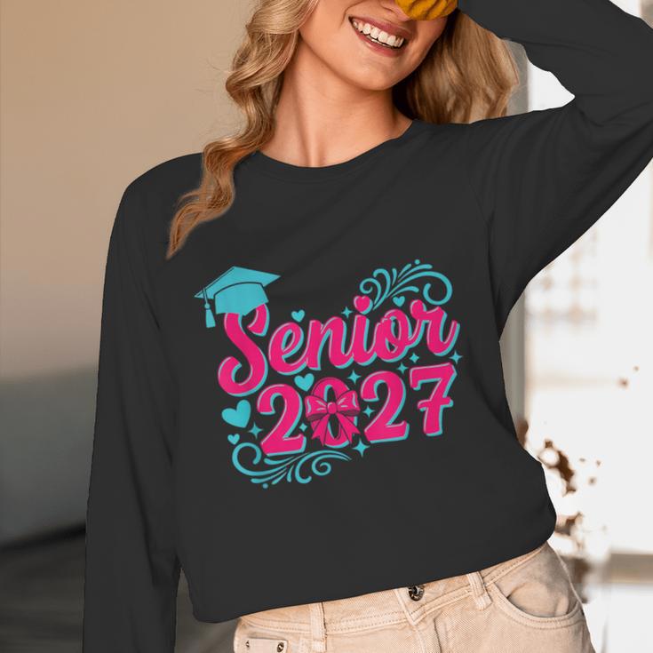 Coquette Pink Bow Senior 2027 Class Of Graduation Unisex Long Sleeve T-Shirt