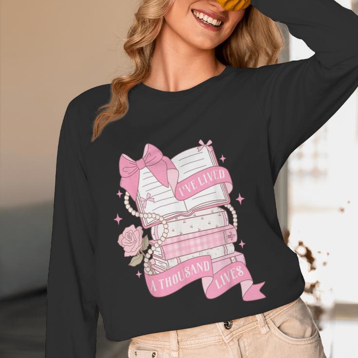 Coquette Reading Book Lover Pink Bow Bookish Mom & Daughter Unisex Long Sleeve T-Shirt