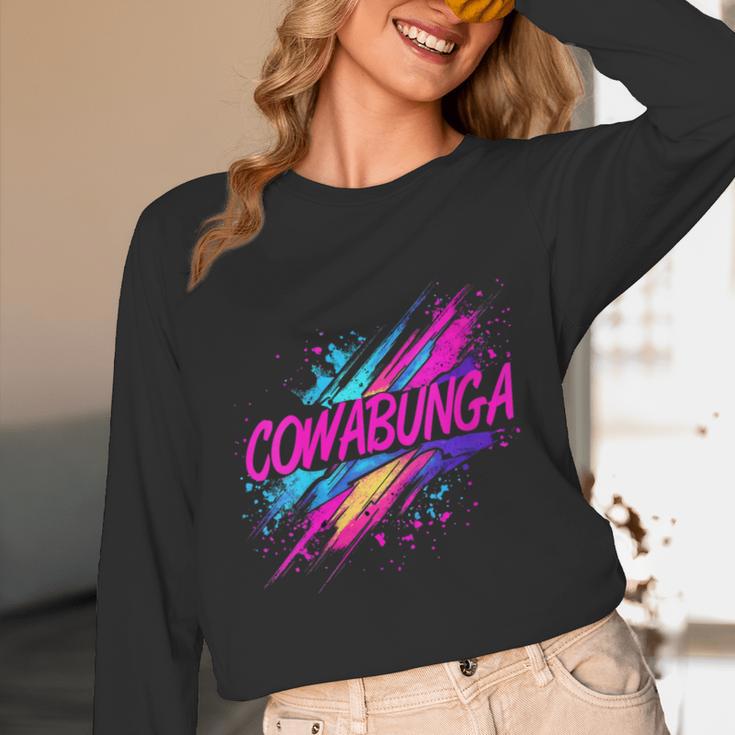 Cowabunga Retro 80s 90s Nostalgia Slang Neon Grunge Art Unisex Long Sleeve T-Shirt