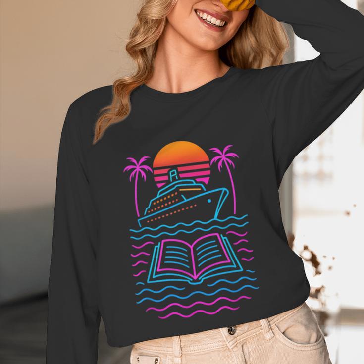 Cruise Ship Vacations Reading Book Lovers Sunset Unisex Long Sleeve T-Shirt