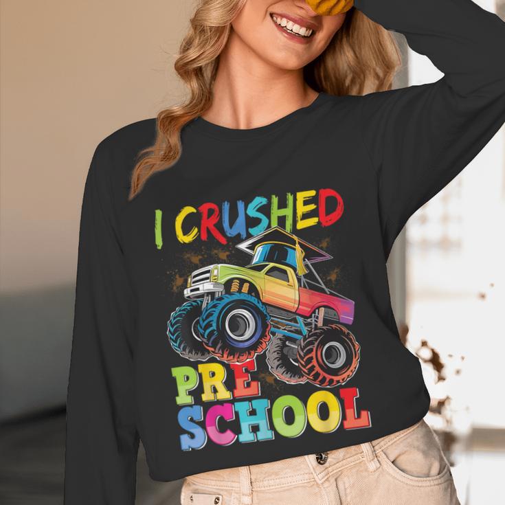 I Crushed Pre-K Monster Truck Graduation Preschool Grad 2025 Unisex Long Sleeve T-Shirt