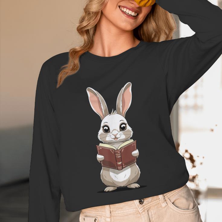 Cute Bookworm Bunny Reading For Kids And Teachers Unisex Long Sleeve T-Shirt