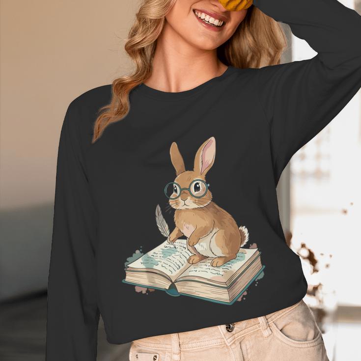Cute Bunny Reading Book Glasses Bookworm Unisex Long Sleeve T-Shirt Cute Bunny Reading Book Glasses Bookworm Unisex Long Sleeve T-Shirt