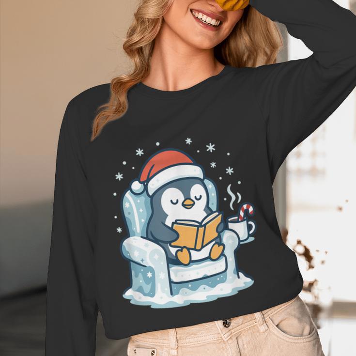 Cute Christmas Penguin Reading Book Cozy Winter Holiday Art Unisex Long Sleeve T-Shirt Cute Christmas Penguin Reading Book Cozy Winter Holiday Art Unisex Long Sleeve T-Shirt
