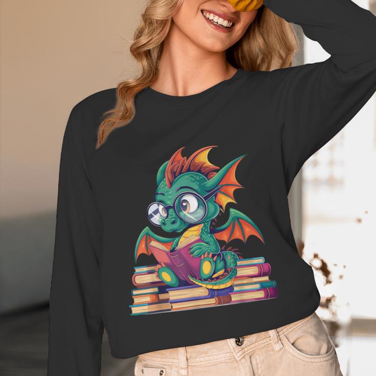Cute Dragon Reading a Book Bookworm For Men Women Kid Unisex Long Sleeve T-Shirt Cute Dragon Reading a Book Bookworm For Men Women Kid Unisex Long Sleeve T-Shirt