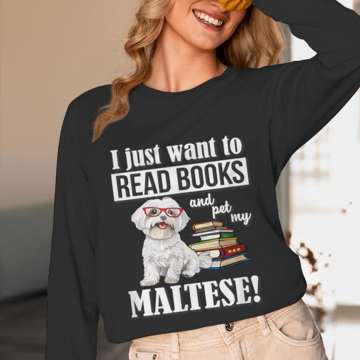 Cute Glasses Read Books & Pet My Maltese Lover Unisex Long Sleeve T-Shirt