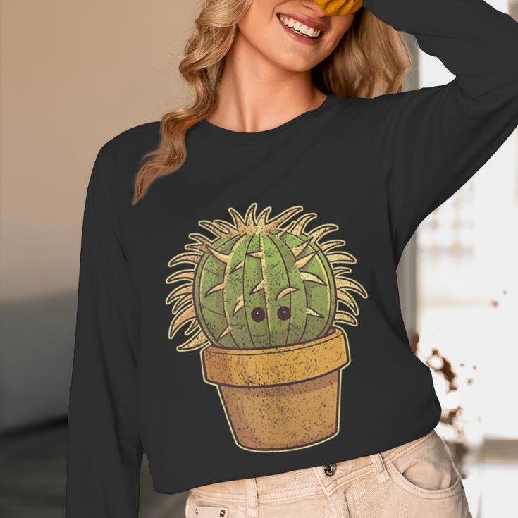 Cute Golden Barrel Cactus Introvert Distressed Unisex Long Sleeve T-Shirt Cute Golden Barrel Cactus Introvert Distressed Unisex Long Sleeve T-Shirt