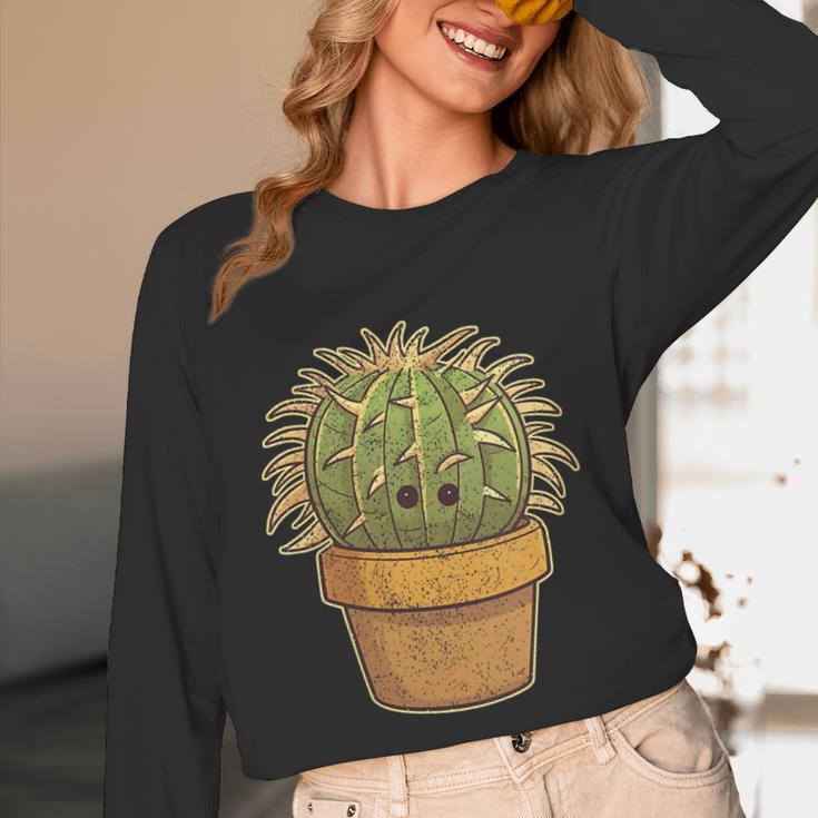 Cute Golden Barrel Cactus Introvert Distressed Unisex Long Sleeve T-Shirt