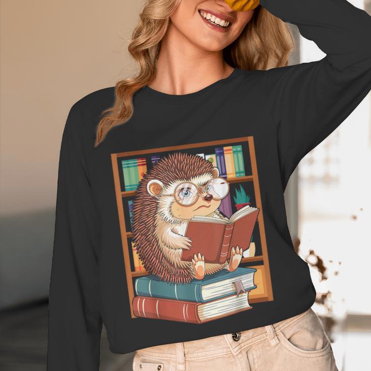 Cute Hedgehog Book Nerd Unisex Long Sleeve T-Shirt