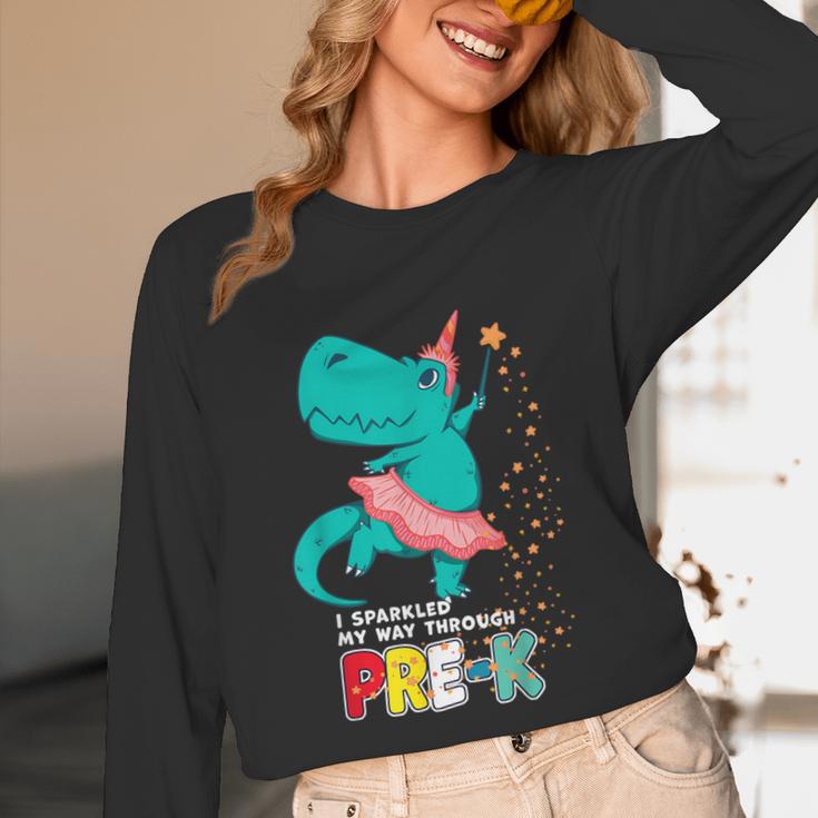 Cute Magical Ballerina Dino Unicorn Pre-K Graduation Unisex Long Sleeve T-Shirt