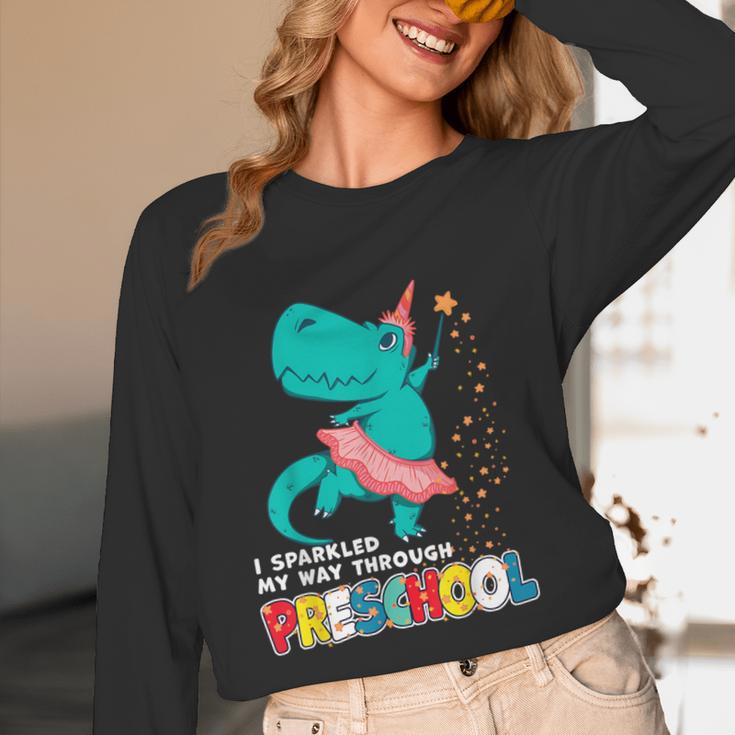 Cute Magical Ballerina Dino Unicorn Preschool Graduation Unisex Long Sleeve T-Shirt