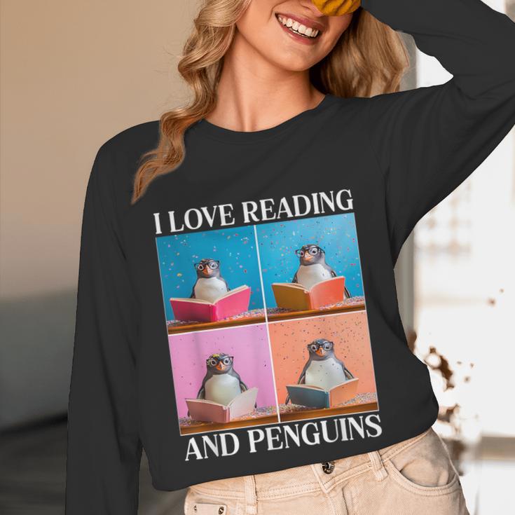 Cute Penguin Reading Book School Librarian Teacher Student Unisex Long Sleeve T-Shirt