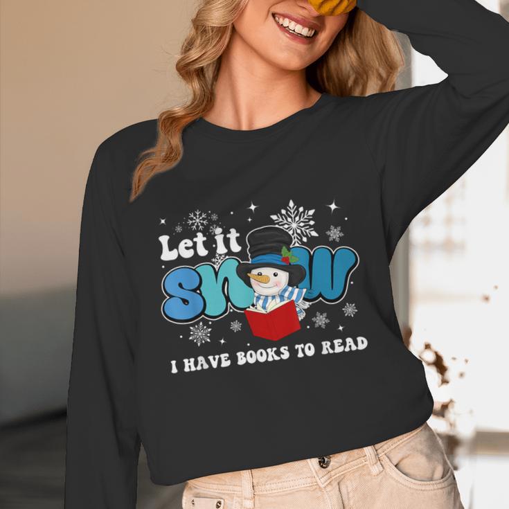 Cute Snowman Let It Snow I Have Books Reader Unisex Long Sleeve T-Shirt