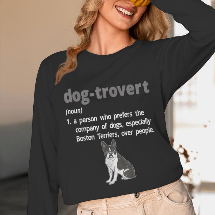 Dog-Trovert Boston Terrier Humor Definition Introvert Unisex Long Sleeve T-Shirt Dog-Trovert Boston Terrier Humor Definition Introvert Unisex Long Sleeve T-Shirt