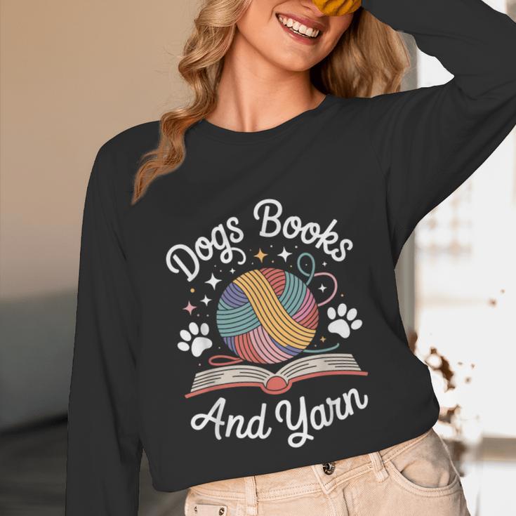 Dogs Books And Yarn Knitter Knitting Unisex Long Sleeve T-Shirt Dogs Books And Yarn Knitter Knitting Unisex Long Sleeve T-Shirt