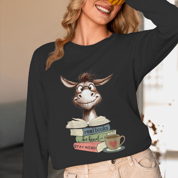 Donkey Reading Book Read Books Be Kind Stay Weird Librarian Unisex Long Sleeve T-Shirt Donkey Reading Book Read Books Be Kind Stay Weird Librarian Unisex Long Sleeve T-Shirt