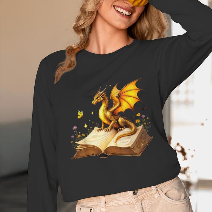 Dragon Fantasy Book Lover Bookish Reader Bookworm Wildflower Unisex Long Sleeve T-Shirt