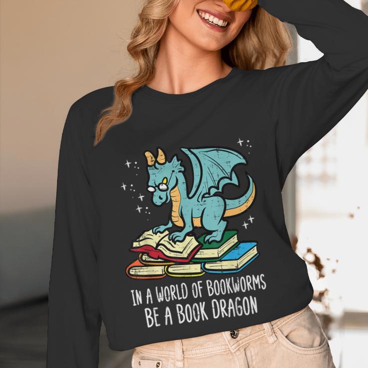 Be A Dragon Read Reading Book Librarian Men Women Kids Unisex Long Sleeve T-Shirt