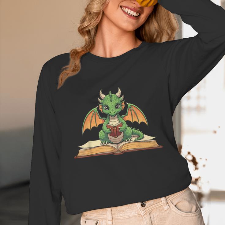 Dragon Reading Book Bookworm Unisex Long Sleeve T-Shirt