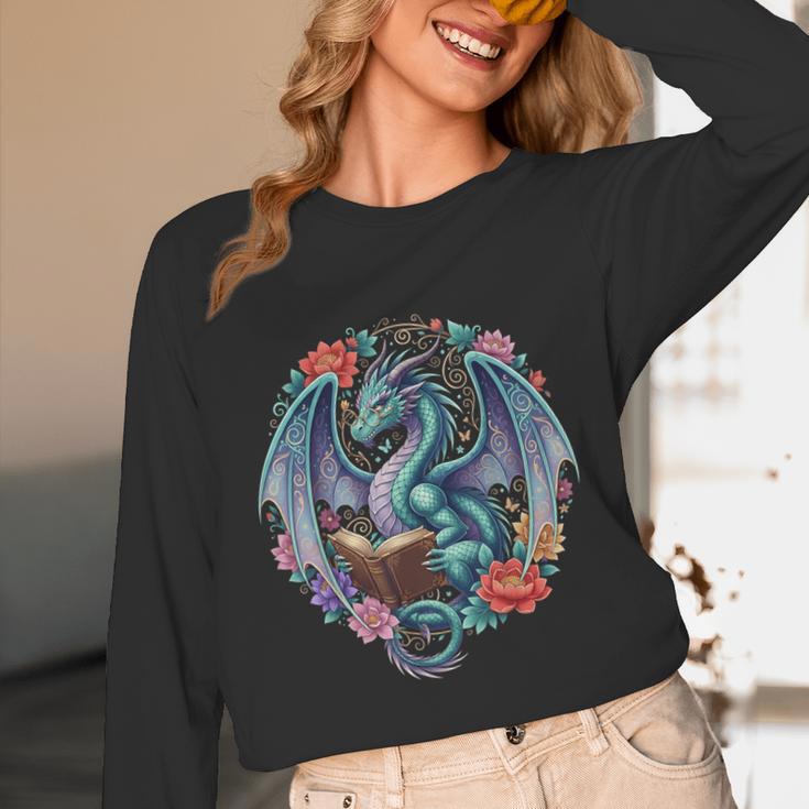 Dragon Reading Book Girls Kids Bookworm Book Lover Unisex Long Sleeve T-Shirt Dragon Reading Book Girls Kids Bookworm Book Lover Unisex Long Sleeve T-Shirt
