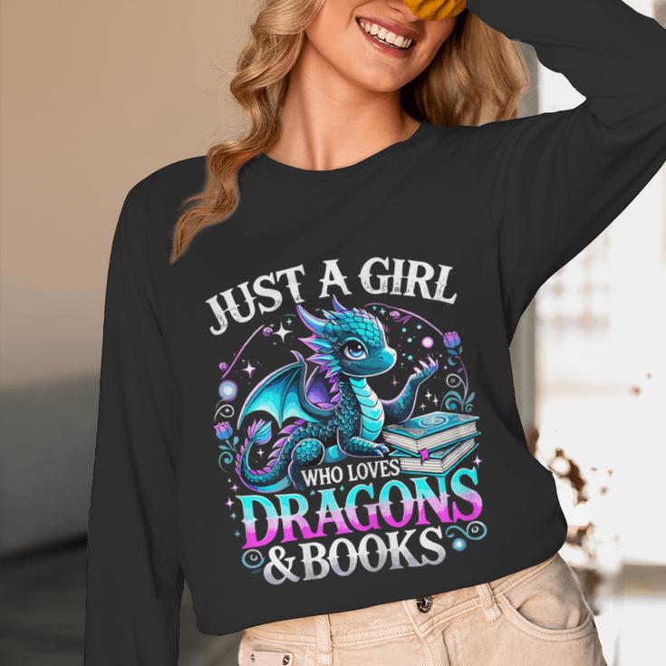 Dragon Reading Just A Girl Who Loves Dragons And Books Unisex Long Sleeve T-Shirt Dragon Reading Just A Girl Who Loves Dragons And Books Unisex Long Sleeve T-Shirt