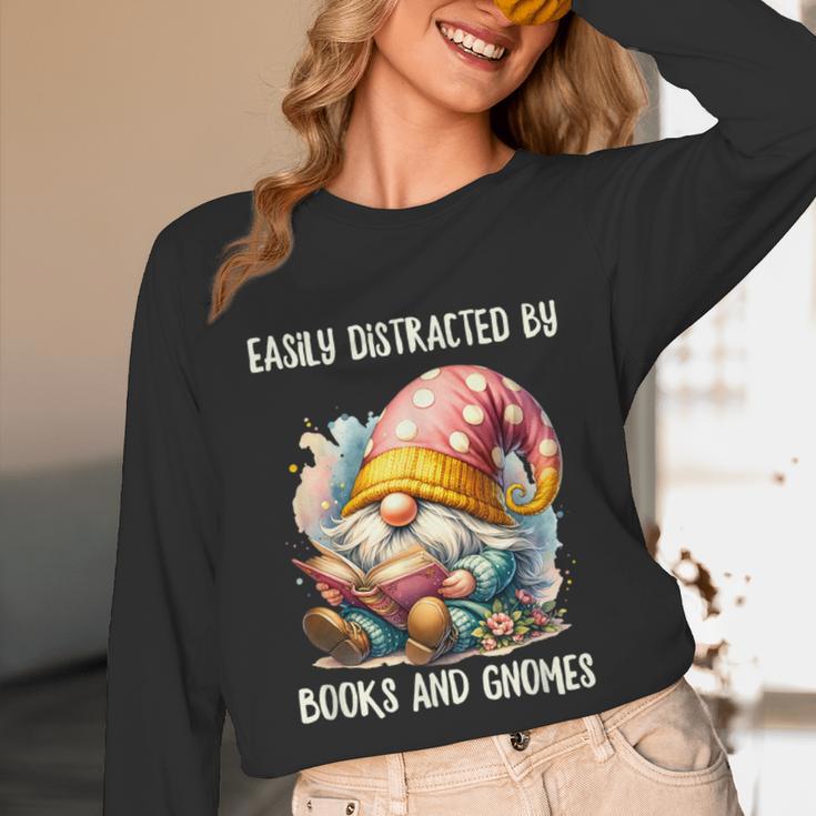 Easily Distracted By Books And Gnomes Book Reading Gnome Unisex Long Sleeve T-Shirt Easily Distracted By Books And Gnomes Book Reading Gnome Unisex Long Sleeve T-Shirt