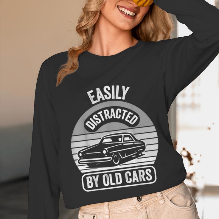 Easily Distracted By Old Cars Graphic Nostalgia Unisex Long Sleeve T-Shirt Easily Distracted By Old Cars Graphic Nostalgia Unisex Long Sleeve T-Shirt