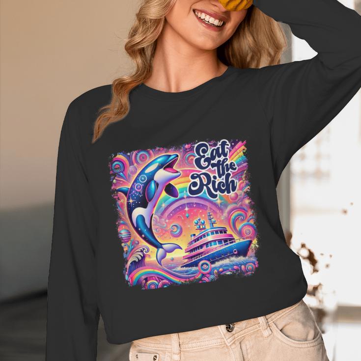 EAT THE RICH 90S NOSTALGIA WHALE ORCA YAHCT RETRO Unisex Long Sleeve T-Shirt