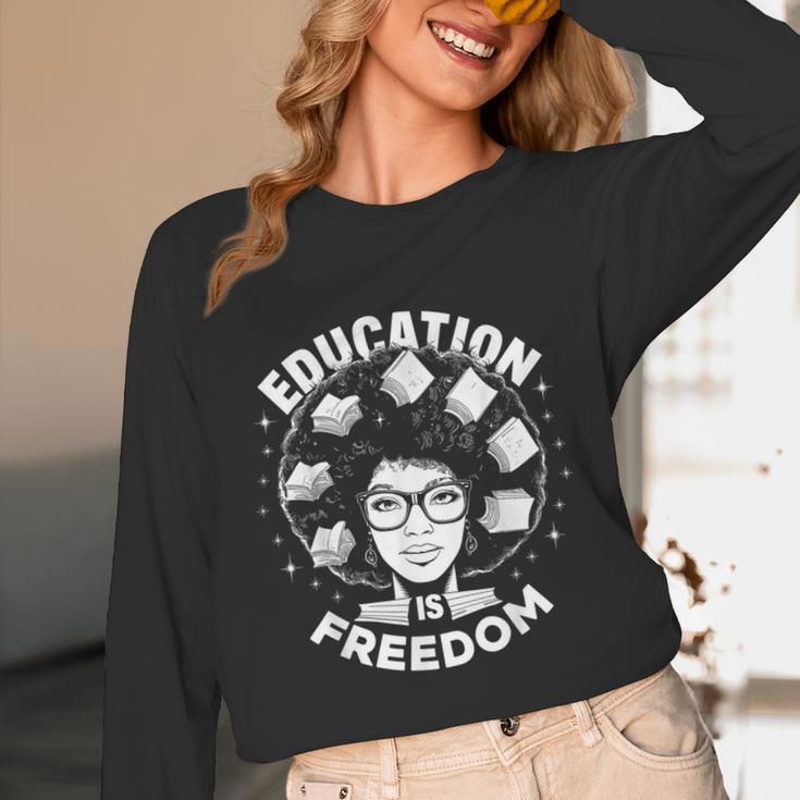 Education Is Freedom History Books African Pride Women Unisex Long Sleeve T-Shirt