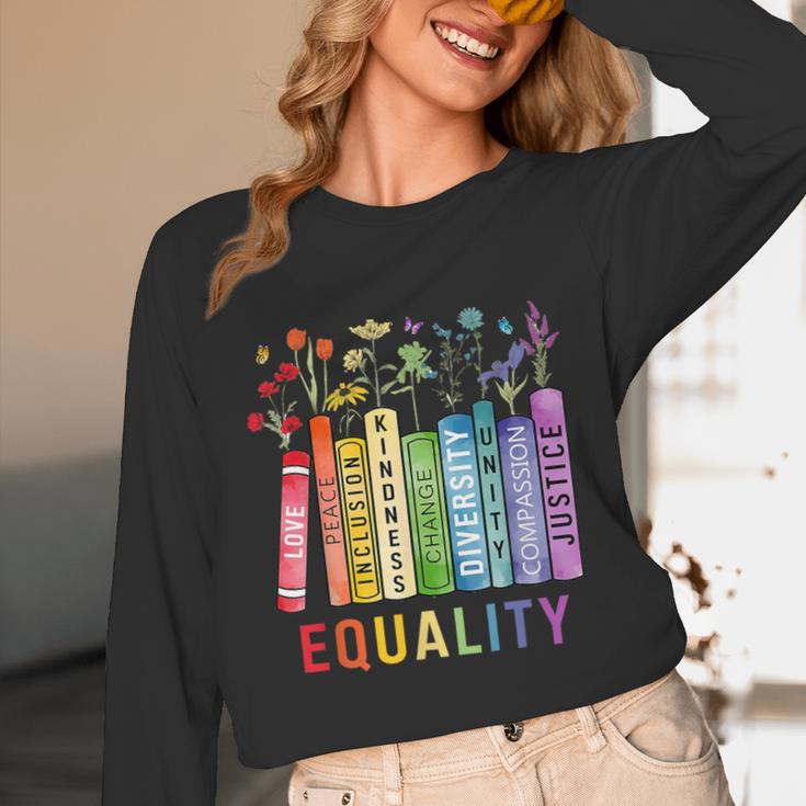 Equality Books Peace Love Compassion LGBT Gay Lesbian Pride Unisex Long Sleeve T-Shirt Equality Books Peace Love Compassion LGBT Gay Lesbian Pride Unisex Long Sleeve T-Shirt