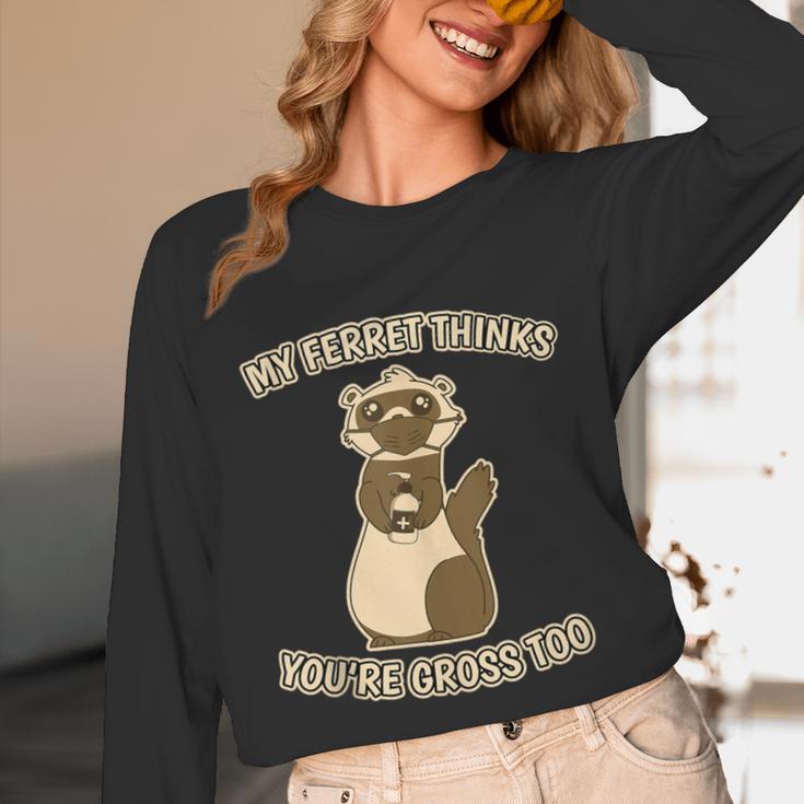Ew People Ferret Saying Mask Introvert Ferrets Unisex Long Sleeve T-Shirt