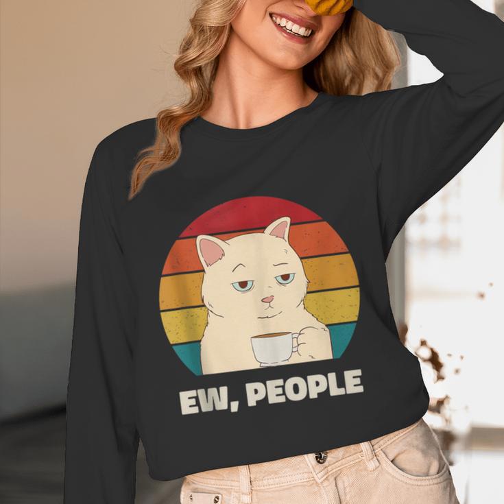 Ew People Introvert Cat Lover Crazy Colorful Cat Lady Unisex Long Sleeve T-Shirt